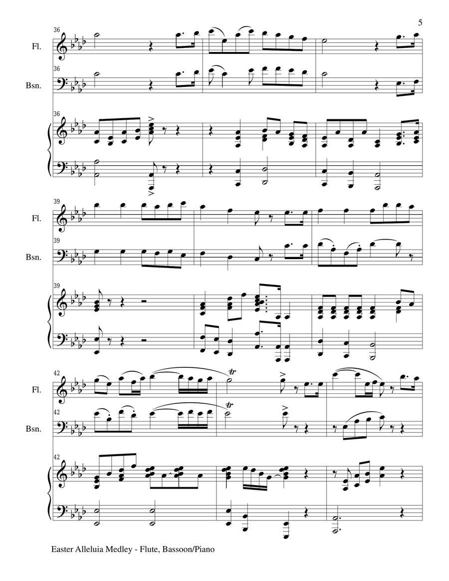 EASTER ALLELUIA MEDLEY (Trio – Flute, Bassoon/Piano) Score and Parts Woodwind Duet scores gallery preview page 5