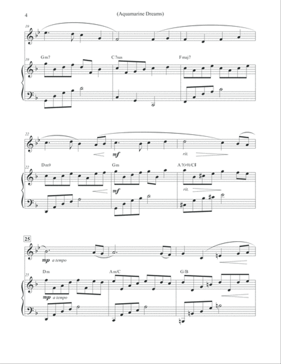 Aquamarine Dreams - Alto Flute & Piano Aquamarine Dreams - Alto Flute & Piano Flute Solo scores gallery preview page 4