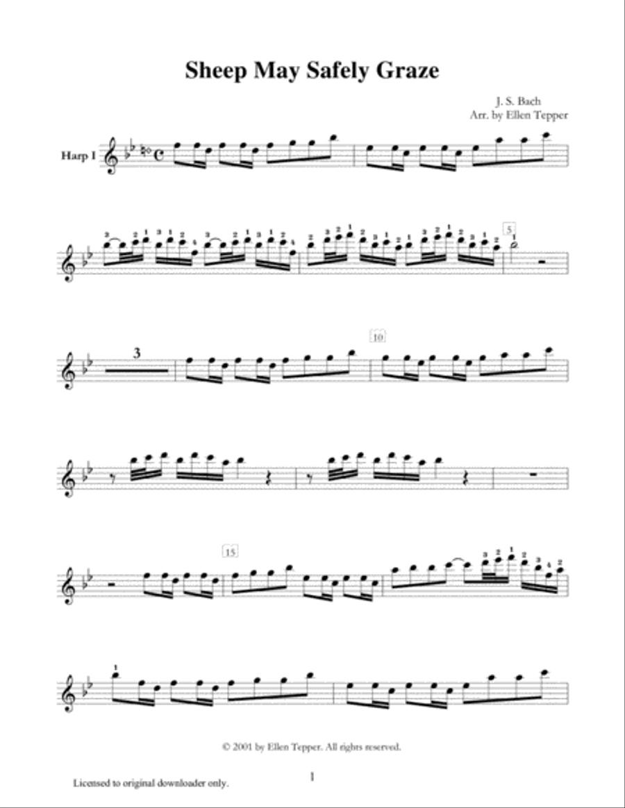 Sheep May Safely Graze Harp scores gallery preview page 2