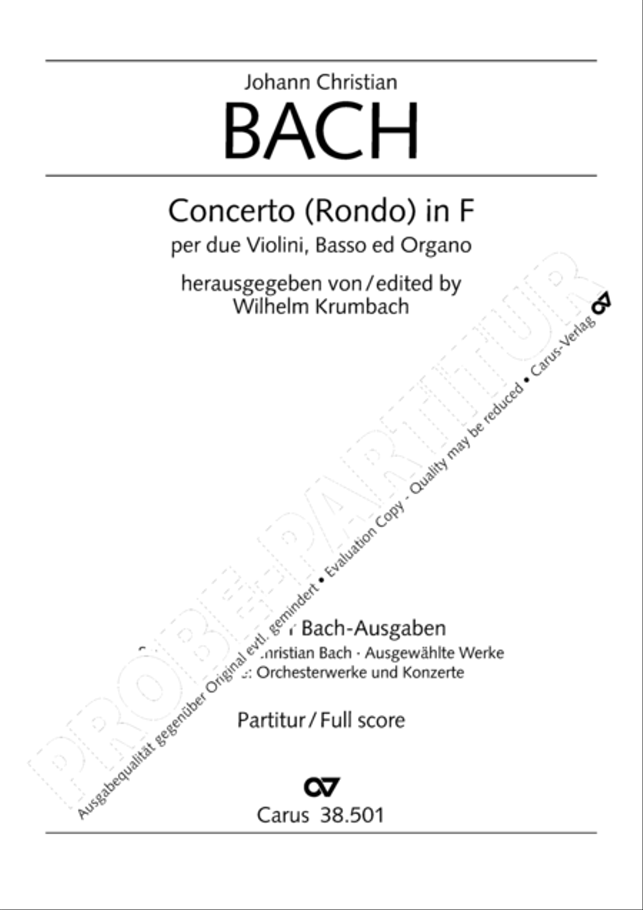 Organ Concerto in F major (Orgelkonzert in F) Violin scores gallery preview page 4