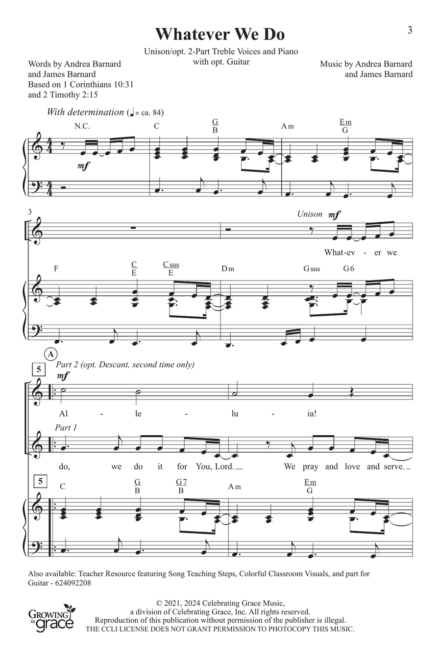 Whatever We Do Unison Choir scores gallery preview page 2