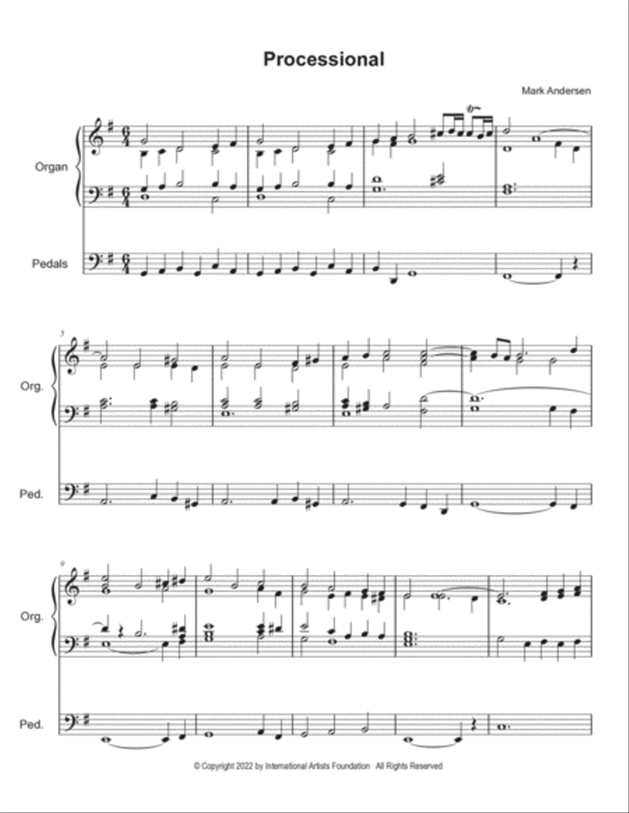 Processional for solo organ by Mark Andersen Organ Solo scores gallery preview page 3
