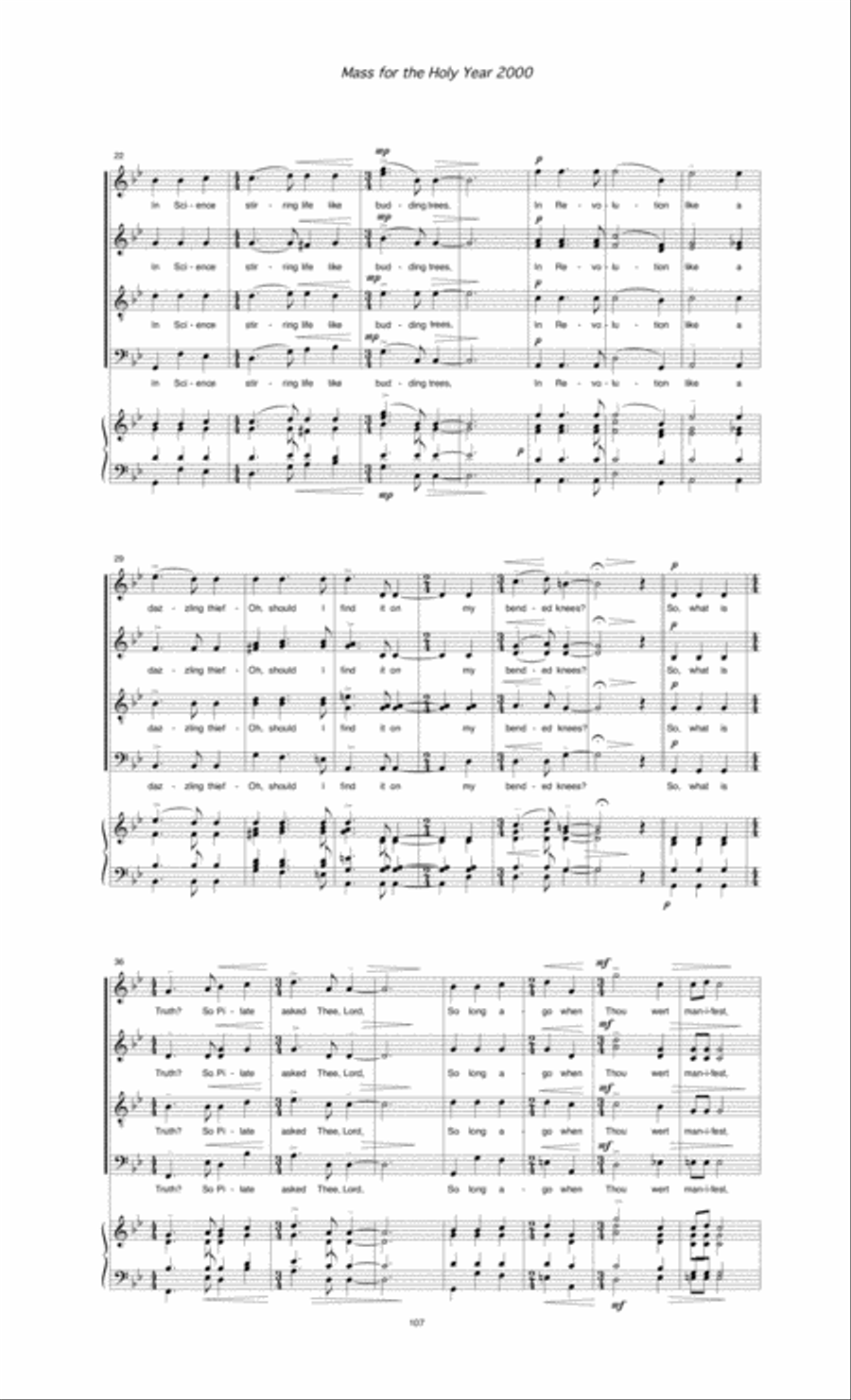 Mass for the Holy Year 2000, pt. 2 (2000) for SATB soloists, chorus and orchestra 4-Part scores gallery preview page 3