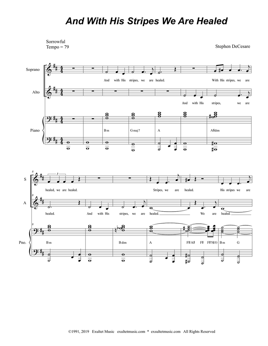 And With His Stripes We Are Healed (2-part choir - (SA) SA scores gallery preview page 1