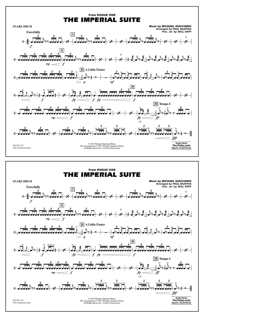 The Imperial Suite (from Rogue One: A Star Wars Story) - Snare Drum Marching Band scores gallery preview page 1