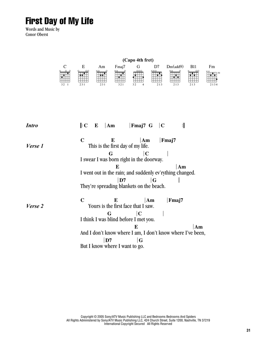 First Day Of My Life Acoustic Guitar scores gallery preview page 1