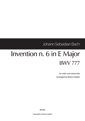Invention n. 6 in E Major, BWV 777 (for violin and violoncello)