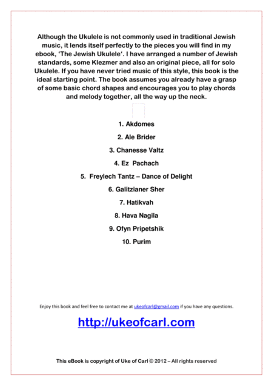 The Jewish Ukulele - 10 Traditional Pieces Ukulele scores gallery preview page 3