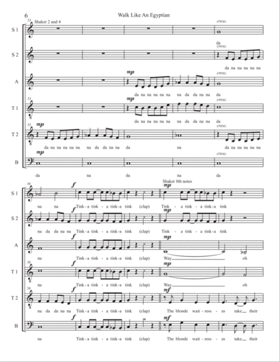 Walk Like An Egyptian Divisi scores gallery preview page 6