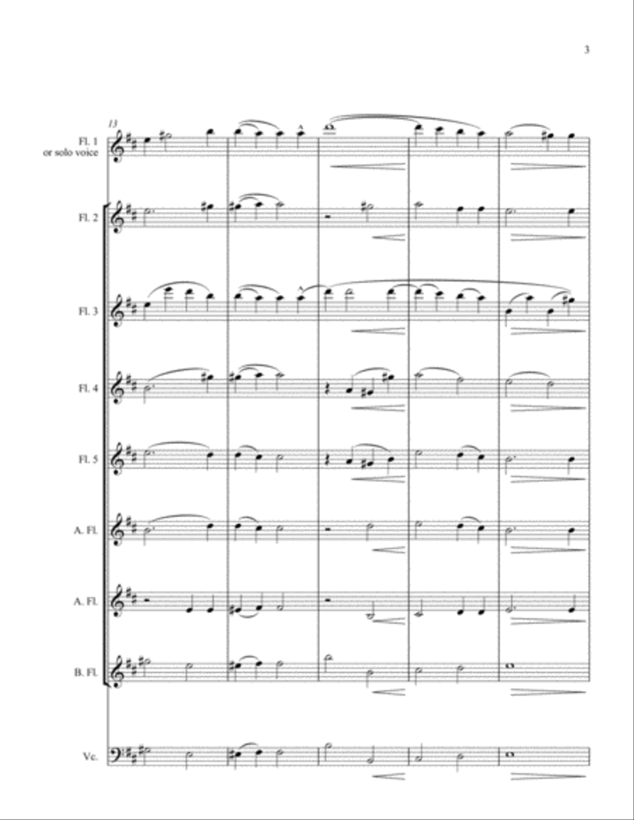 Ave Verum Corpus - Mozart for flute choir or solo voice and flute choir Flute Choir scores gallery preview page 3