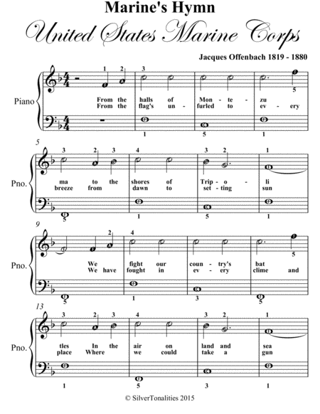 United States Marine Corps Hymn Easiest Piano Sheet Music