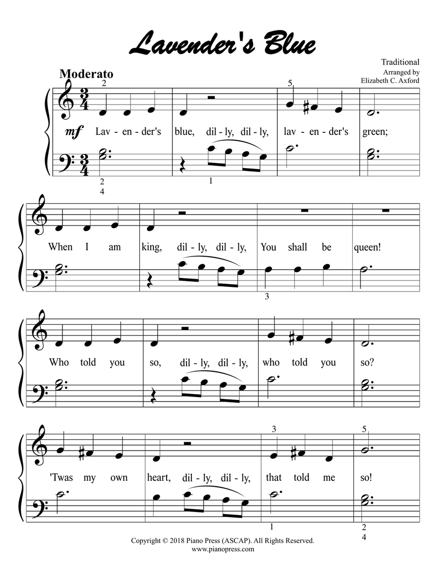 Lavender's Blue Lavender's Blue Easy Piano scores gallery preview page 2