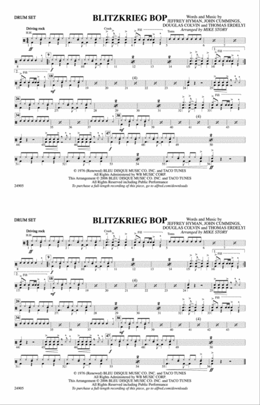 Blitzkrieg Bop: Drumset Blitzkrieg Bop: Drumset Marching Band scores gallery preview page 1
