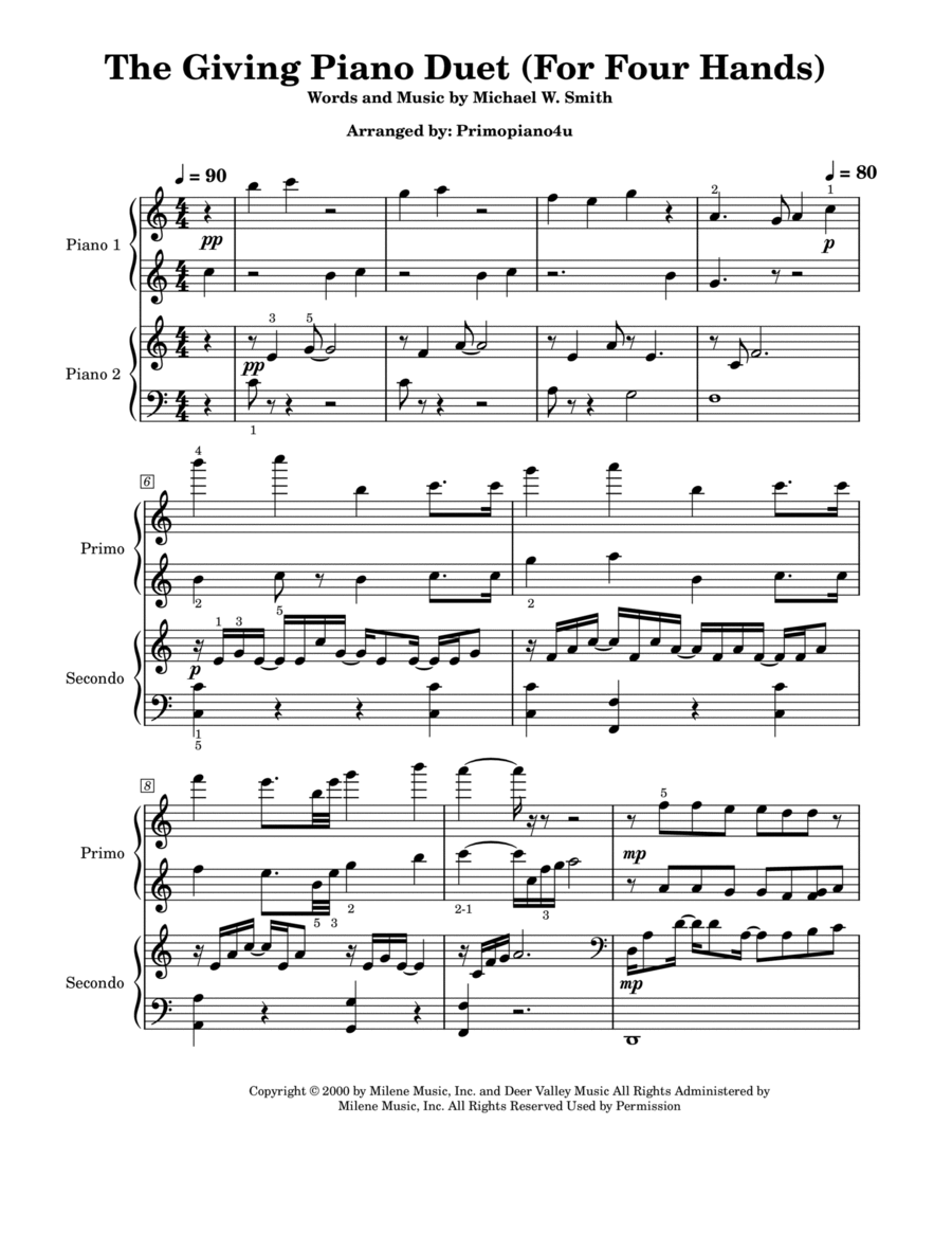 The Giving The Giving 1 Piano, 4-Hands scores gallery preview page 1