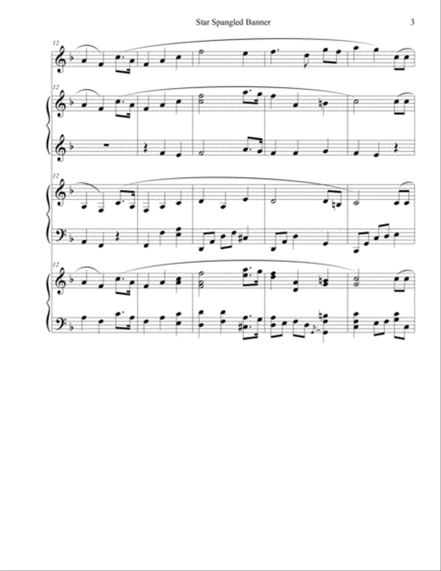 Star Spangled Banner (flexible duet) Piano scores gallery preview page 4