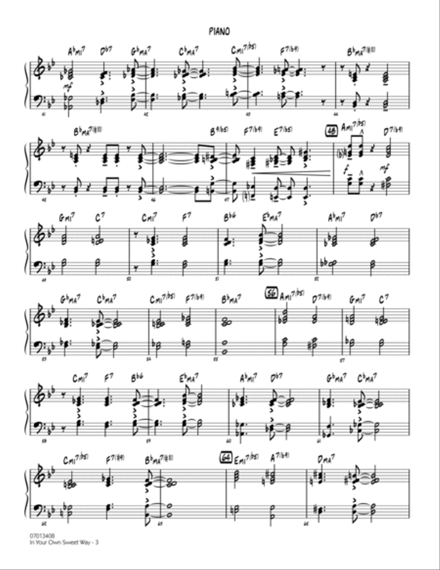 In Your Own Sweet Way (arr. John Wasson) - Piano Jazz Ensemble scores gallery preview page 3