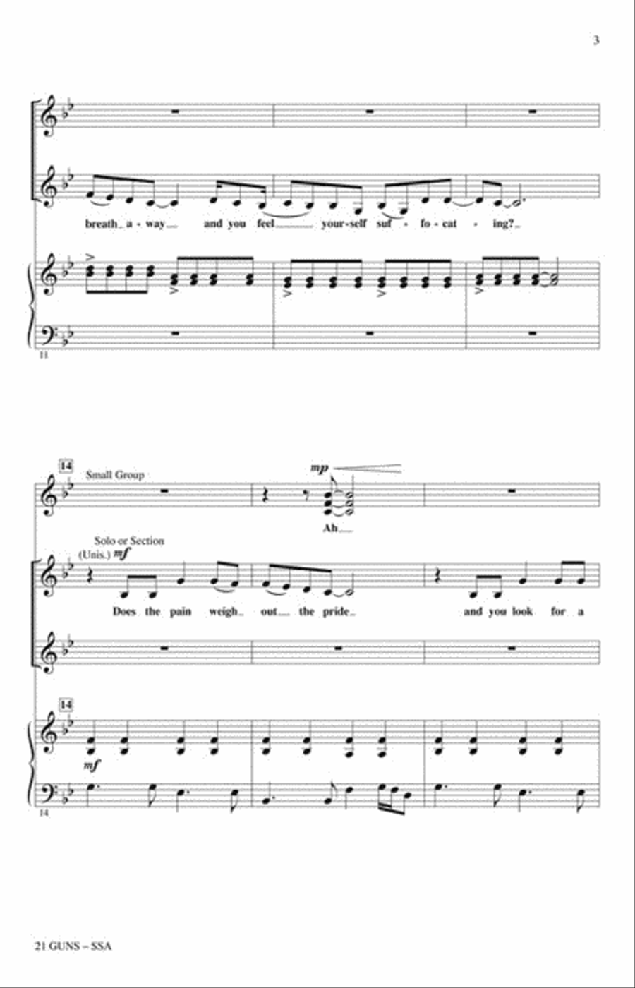 21 Guns (from Green Day's American Idiot) SSA scores gallery preview page 3