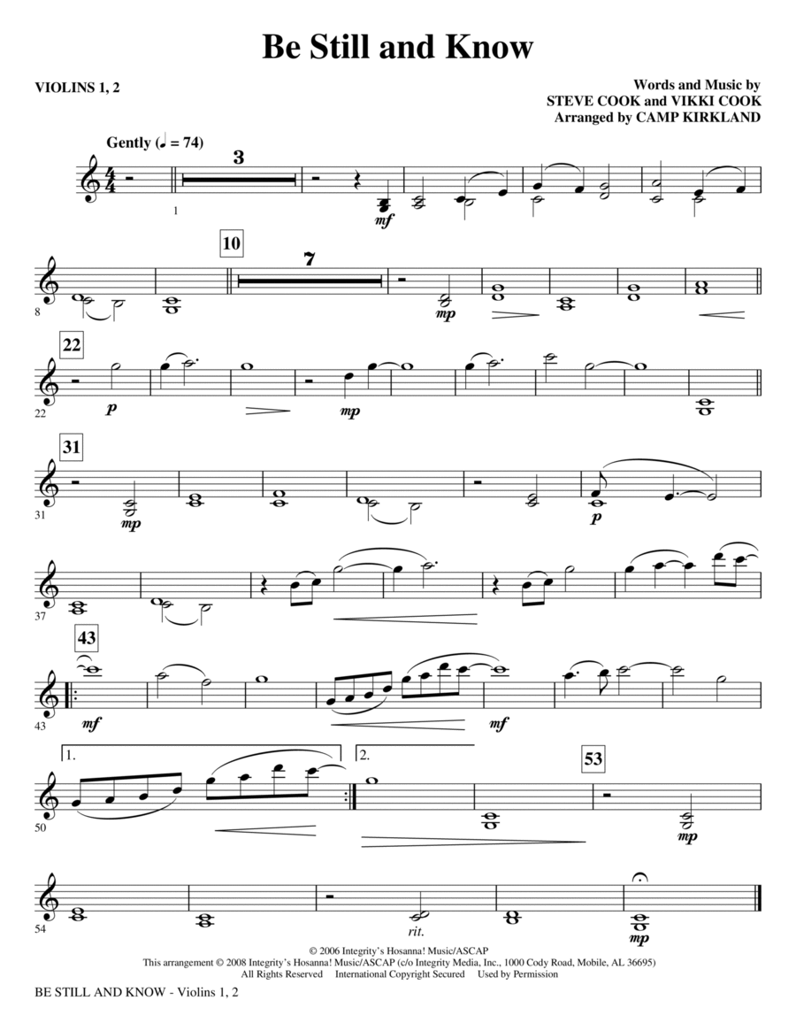 Be Still And Know - Viola Choir scores gallery preview page 1