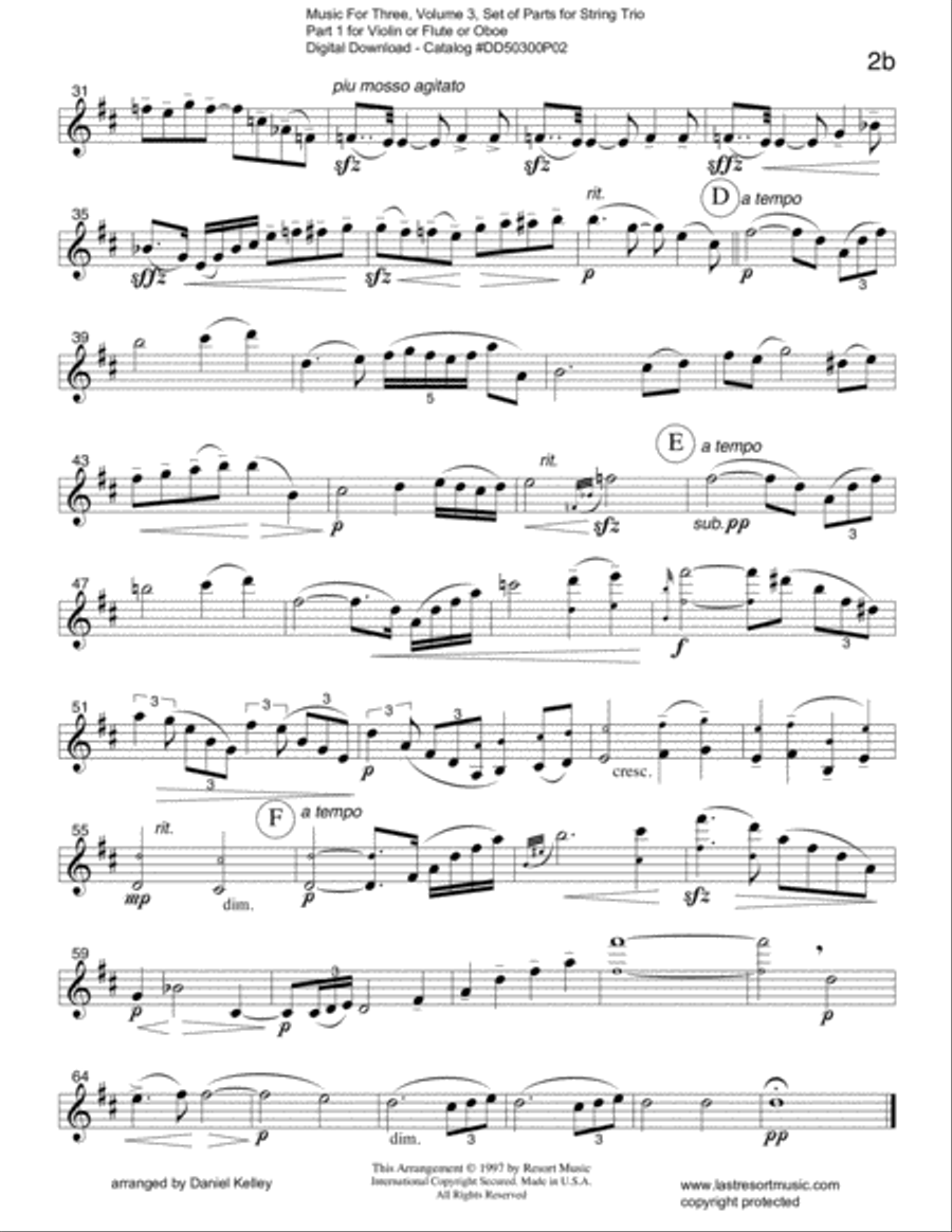 Meditation from Thais for String Trio (or Wind Trio) Large Ensemble scores gallery preview page 2