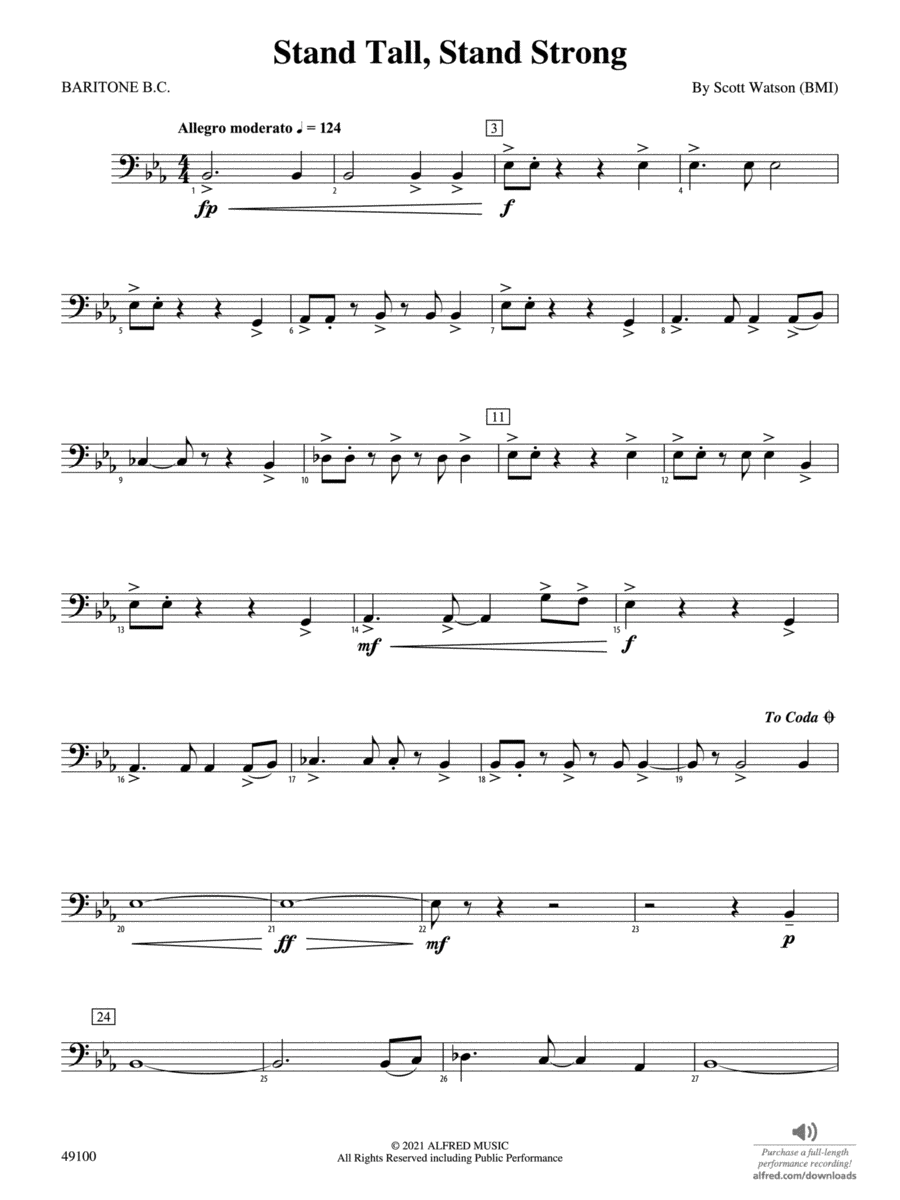 Stand Tall, Stand Strong: Baritone B.C. Concert Band scores gallery preview page 1