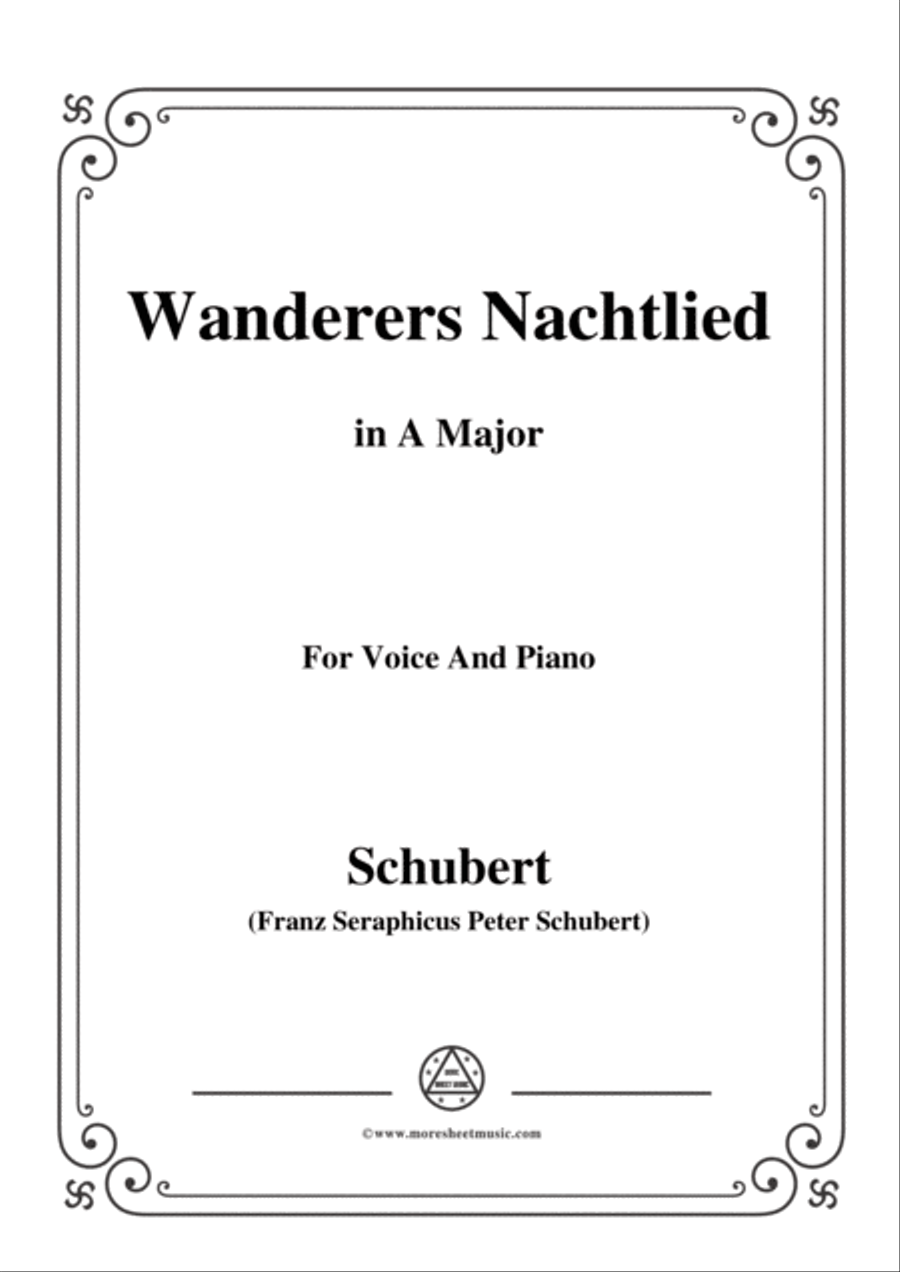 Schubert-Wanderers Nachtlied in A Major,for voice and piano Voice Solo scores gallery preview page 1