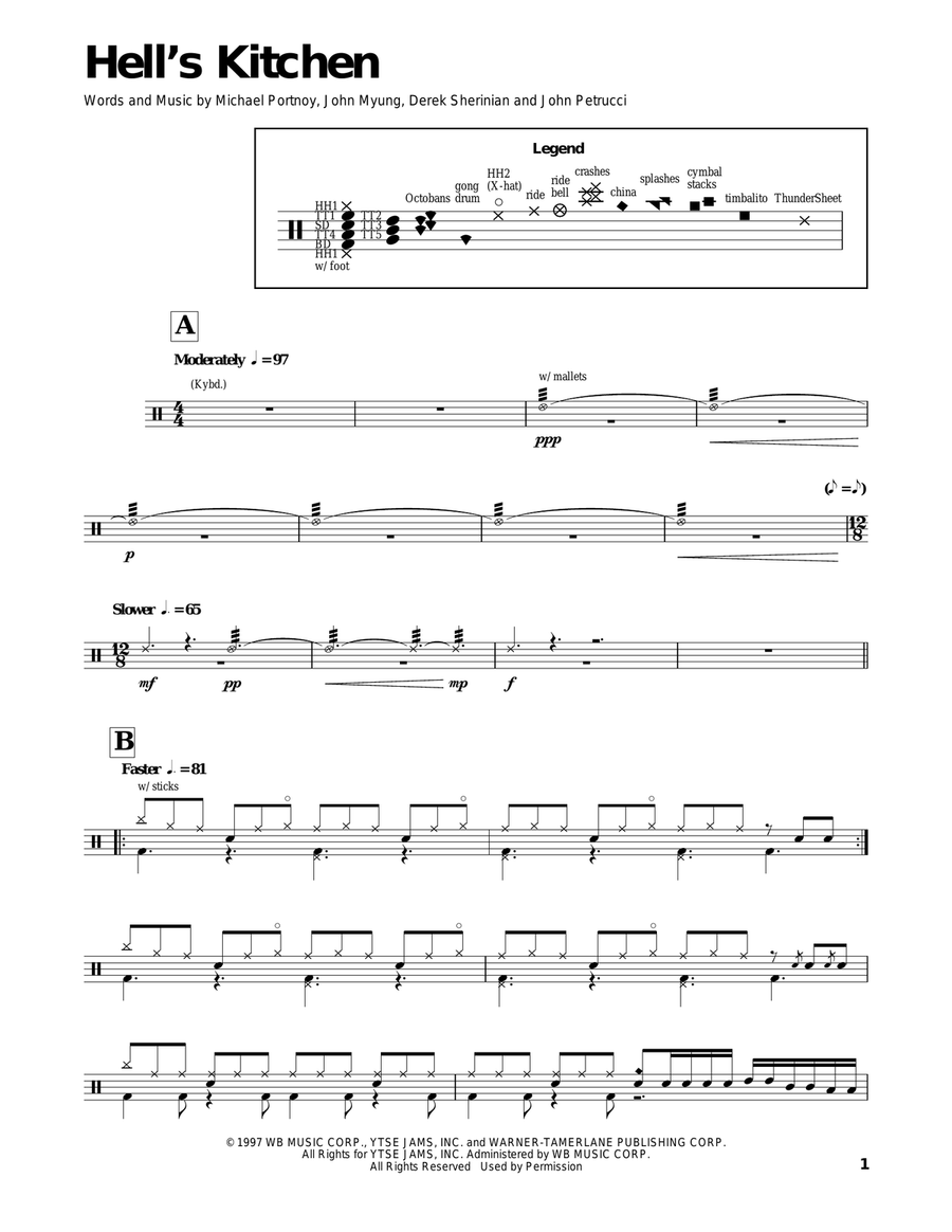 Hell's Kitchen Hell's Kitchen Drum Set scores gallery preview page 1