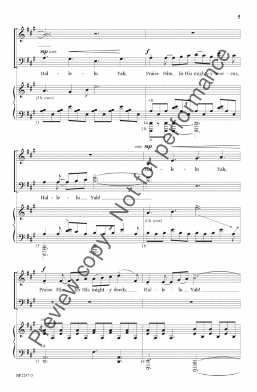 Hallelu Yah: Three Psalms of Praise III. Psalm 150 4-Part scores gallery preview page 6