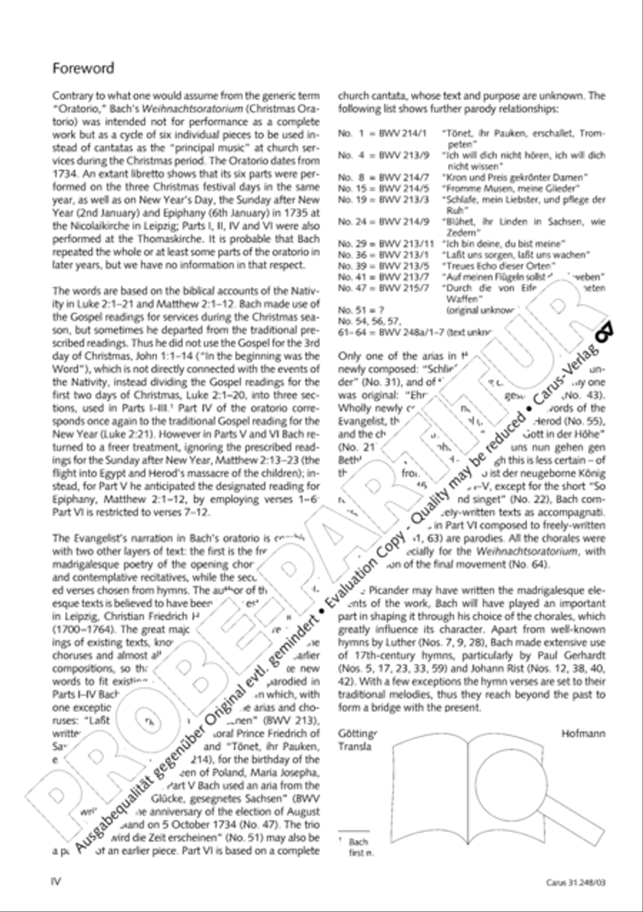 Christmas oratorio (Weihnachtsoratorium, Teile I-III) 4-Part scores gallery preview page 5