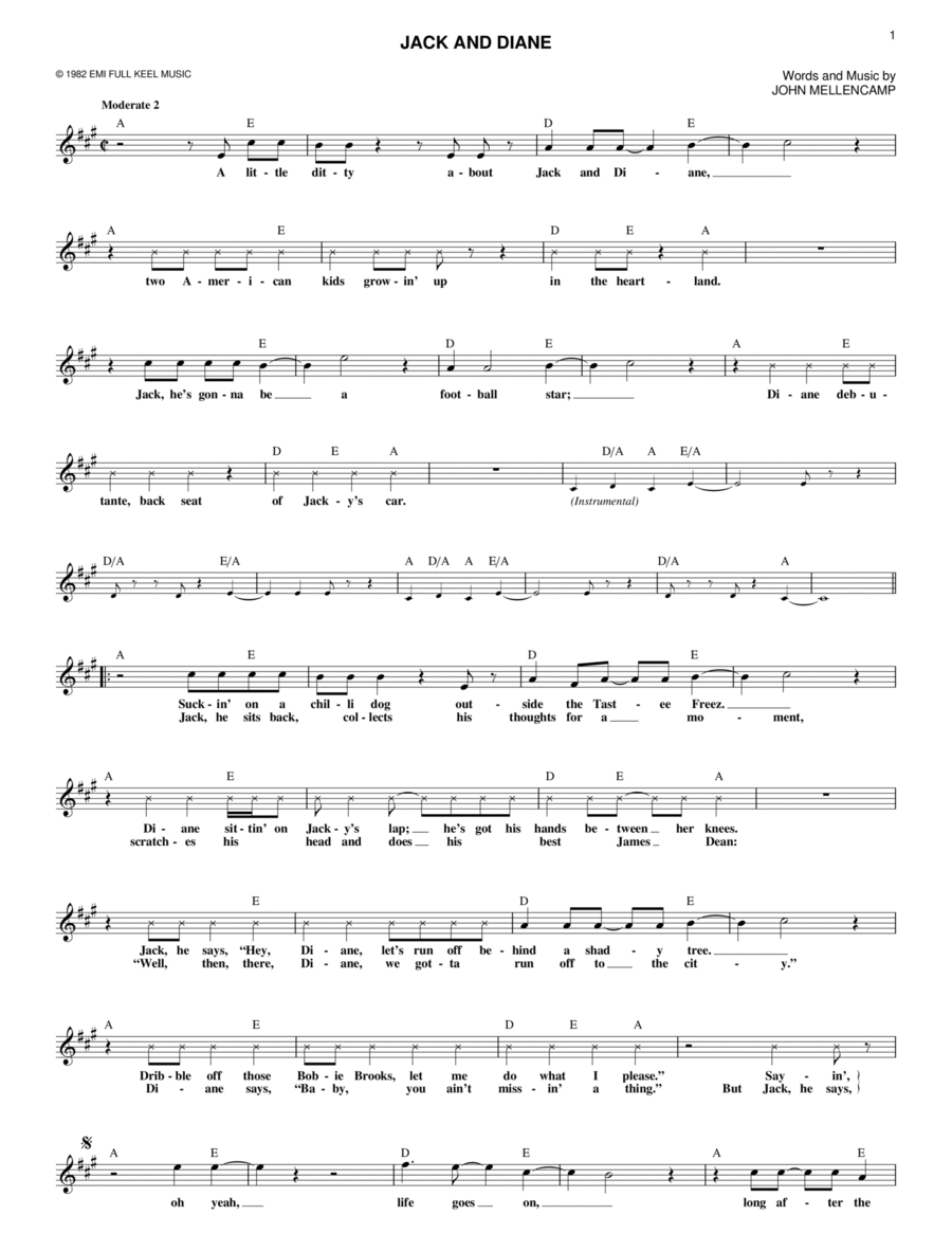 Jack And Diane Piano scores gallery preview page 1