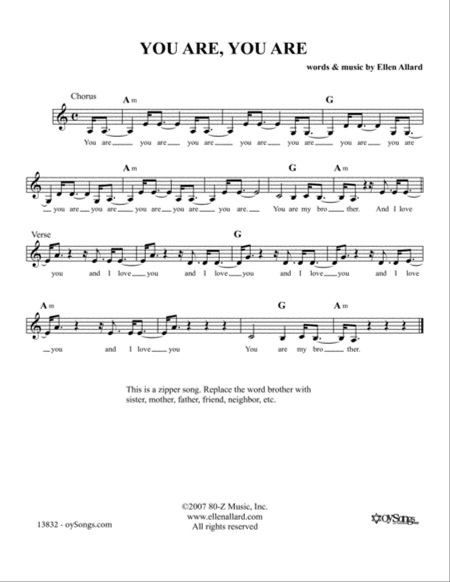 You Are You Are You Are You Are Piano scores gallery preview page 1