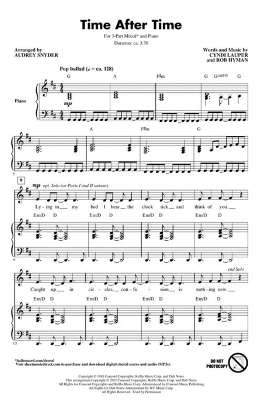 <br>Sheet music extract