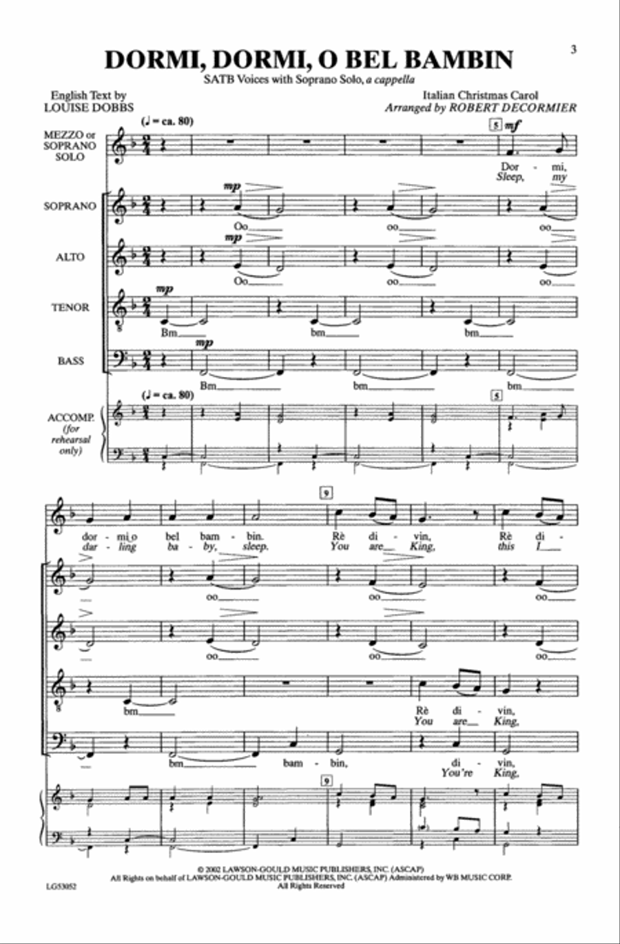Dormi, Dormi, O Bel Bambin 4-Part scores gallery preview page 2