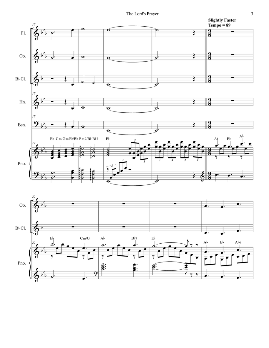 The Lord's Prayer Woodwind Quintet scores gallery preview page 3
