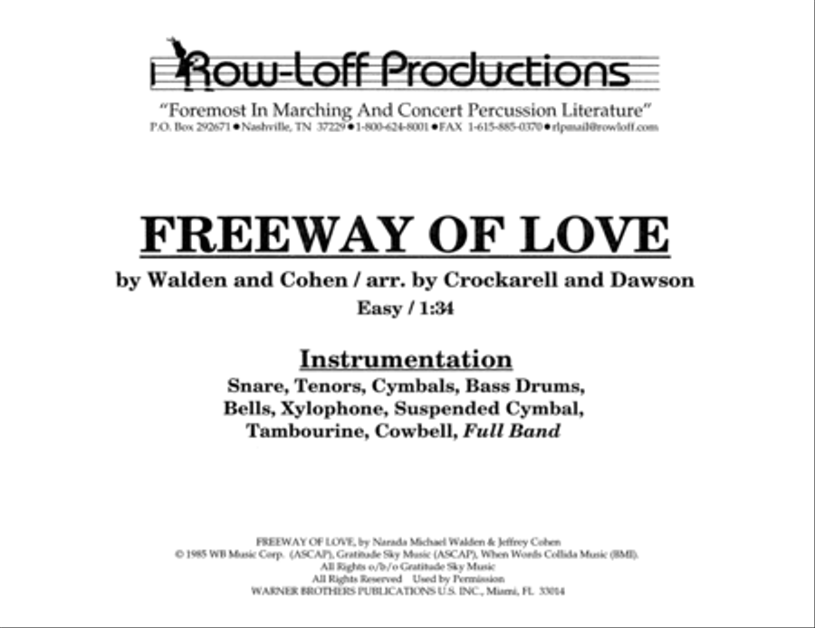 Freeway Of Love w/Tutor Tracks Percussion Ensemble scores gallery preview page 2