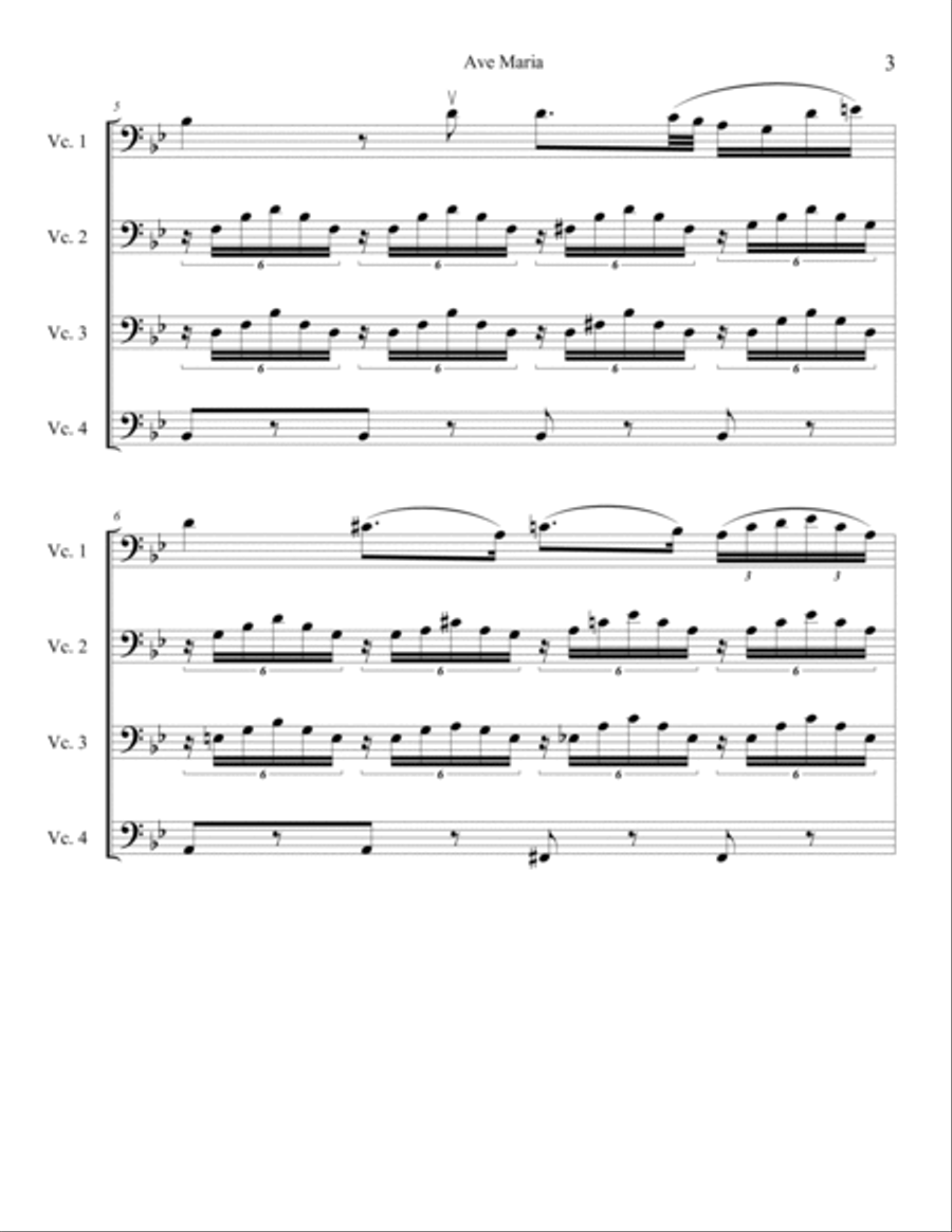 Ave Maria for Cello Quartet Ave Maria for Cello Quartet Cello scores gallery preview page 4