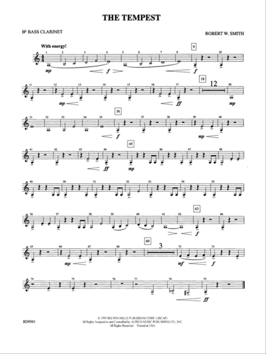 The Tempest: B-flat Bass Clarinet Concert Band scores gallery preview page 1