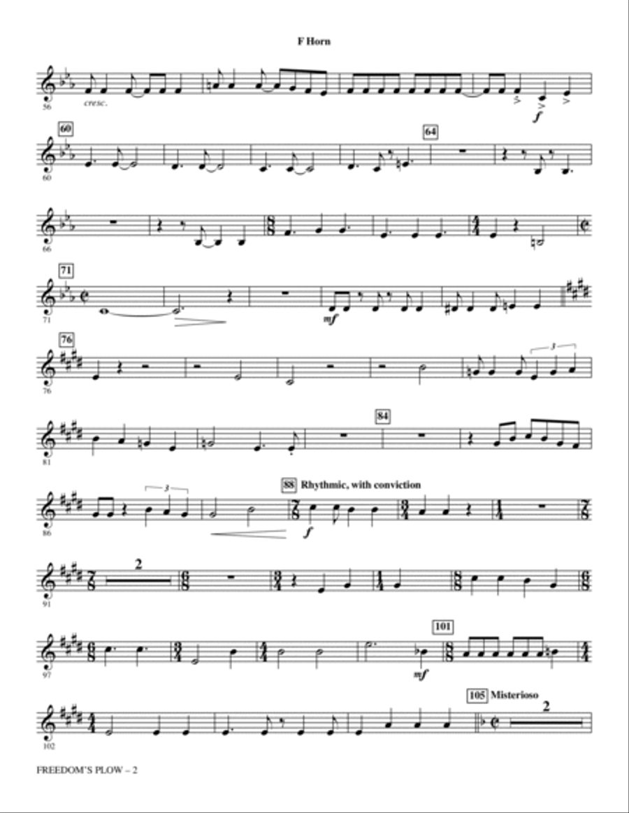Freedom's Plow - F Horn Choir scores gallery preview page 2
