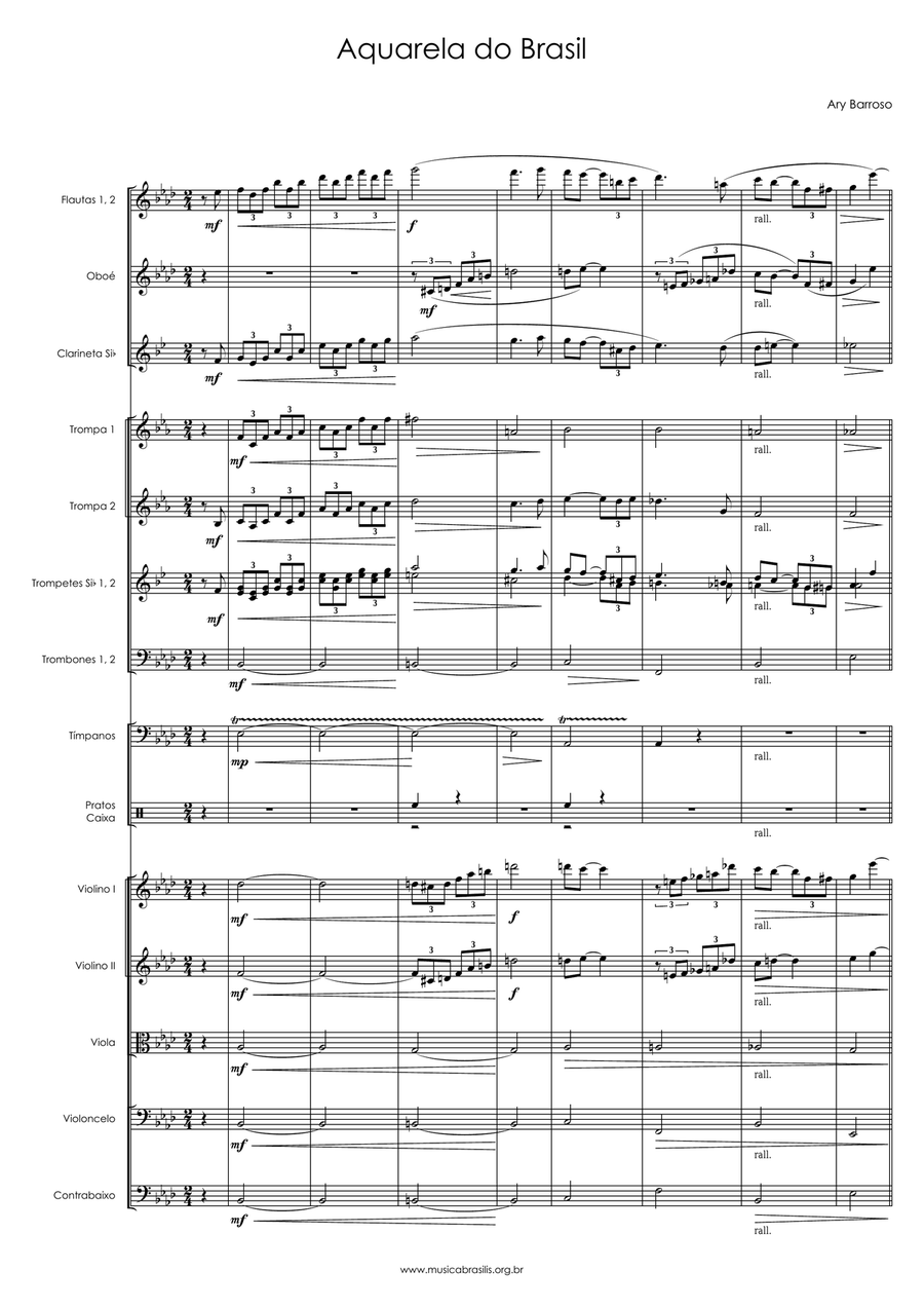 Aquarela do Brasil (orquestra - grade) Full Orchestra scores gallery preview page 3