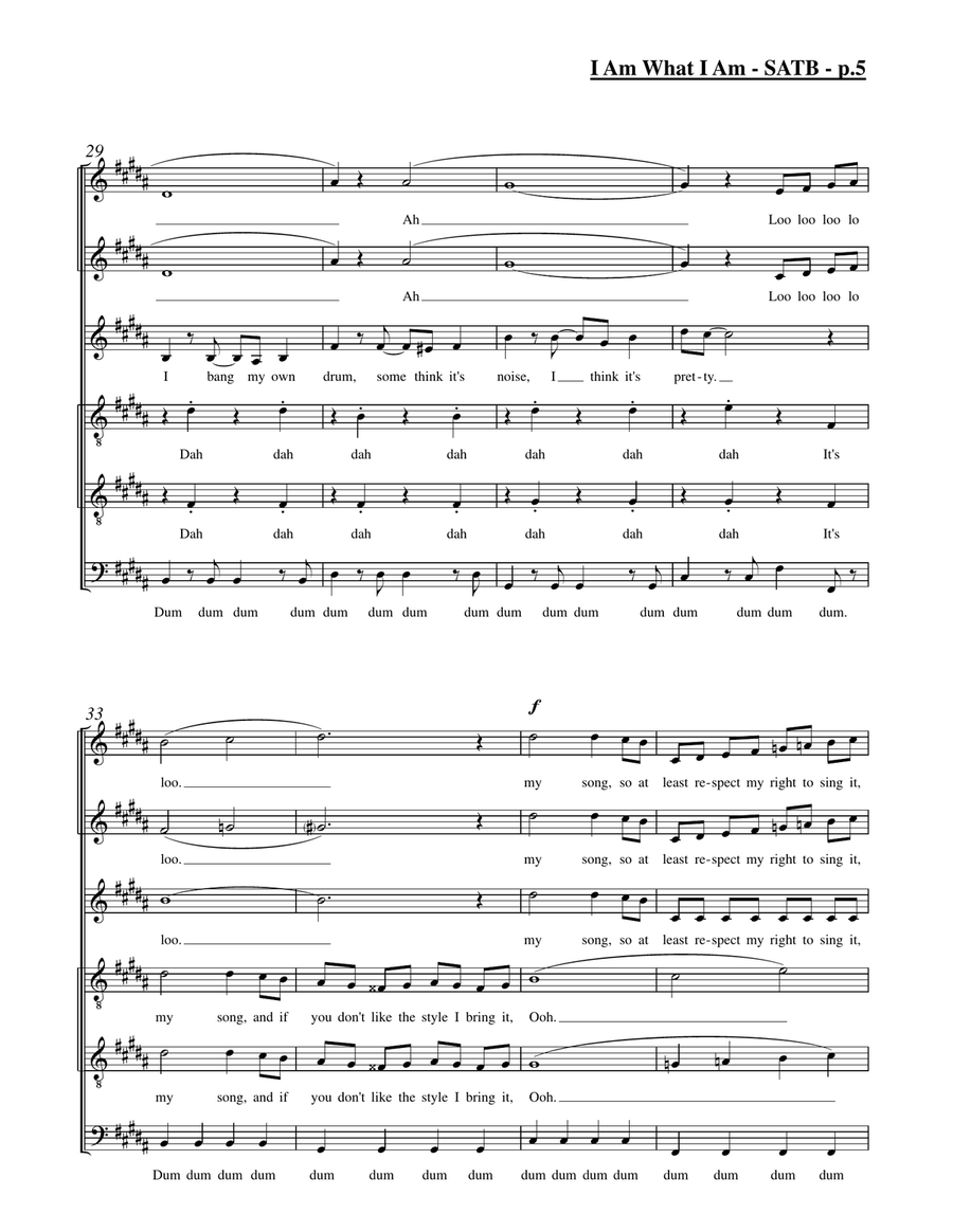 I Am What I Am Divisi scores gallery preview page 5