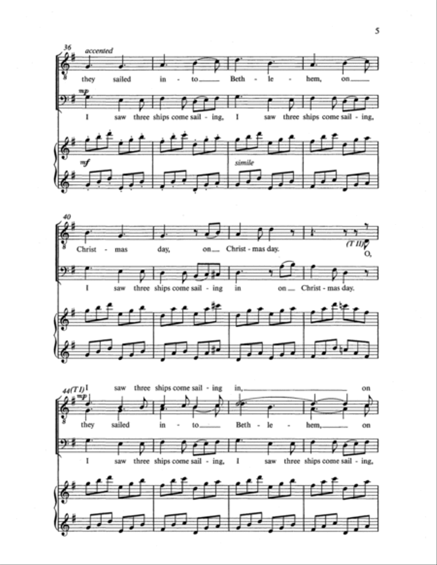 Christmas Trilogy: 1. I Saw Three Ships TTBB scores gallery preview page 4