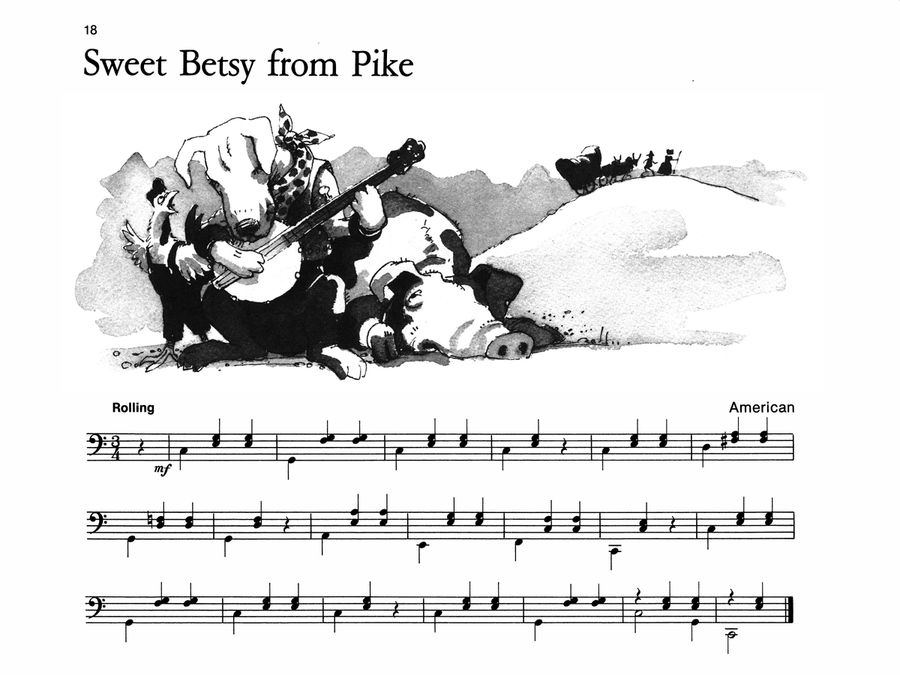 Sweet Betsy from Pike - Piano Solo with Lyrics (with Optional Duet Accompaniments) Piano scores gallery preview page 1