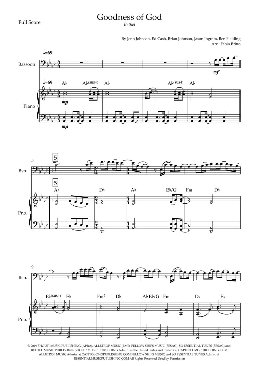 Goodness Of God Bassoon scores gallery preview page 1