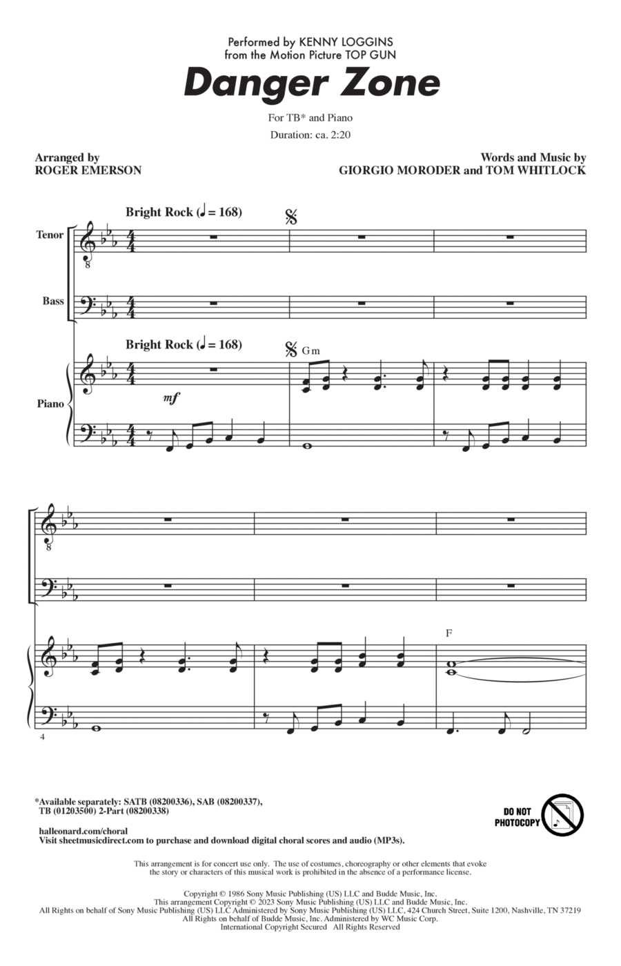 Danger Zone (from Top Gun) (arr. Roger Emerson) TB scores gallery preview page 1