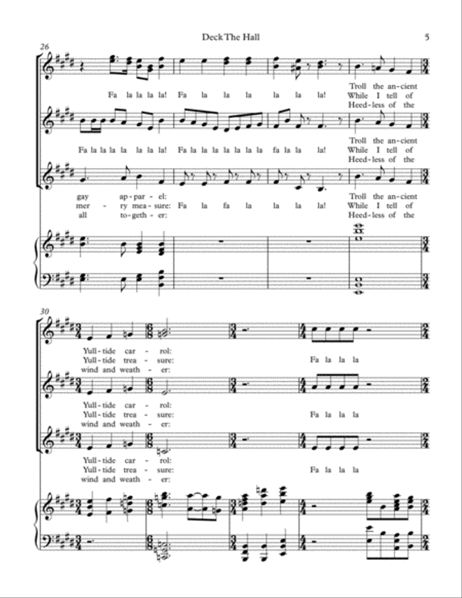 Deck The Hall (Fa La La La La) SSA scores gallery preview page 5