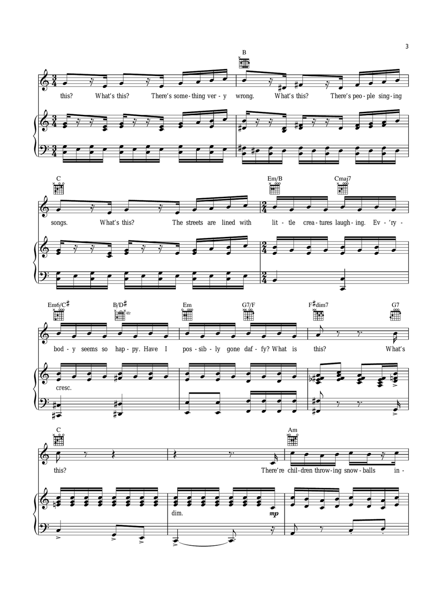What's This? (from The Nightmare Before Christmas) Piano, Vocal, Guitar scores gallery preview page 3