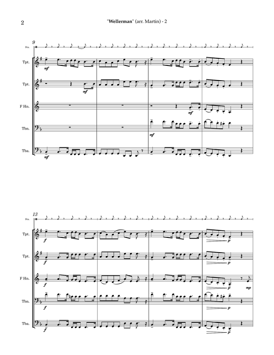 Wellerman - #SHANTYTOK for Brass Quintet Brass Quintet scores gallery preview page 4