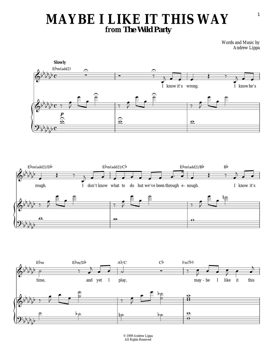 Maybe I Like It This Way Piano, Vocal scores gallery preview page 1