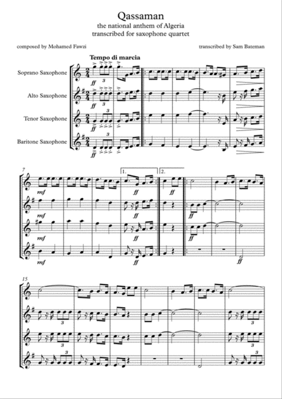 Qassaman Woodwind Quartet scores gallery preview page 1