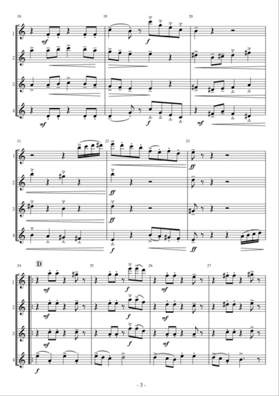 Oompa-loompa-doompadee-doo Flute Quartet scores gallery preview page 3