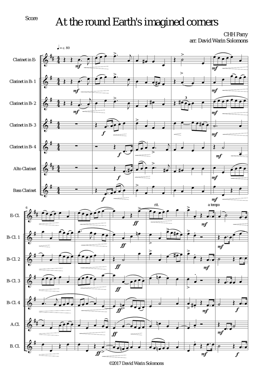 At the round earth’s imagined corners for clarinet septet Clarinet Solo scores gallery preview page 1